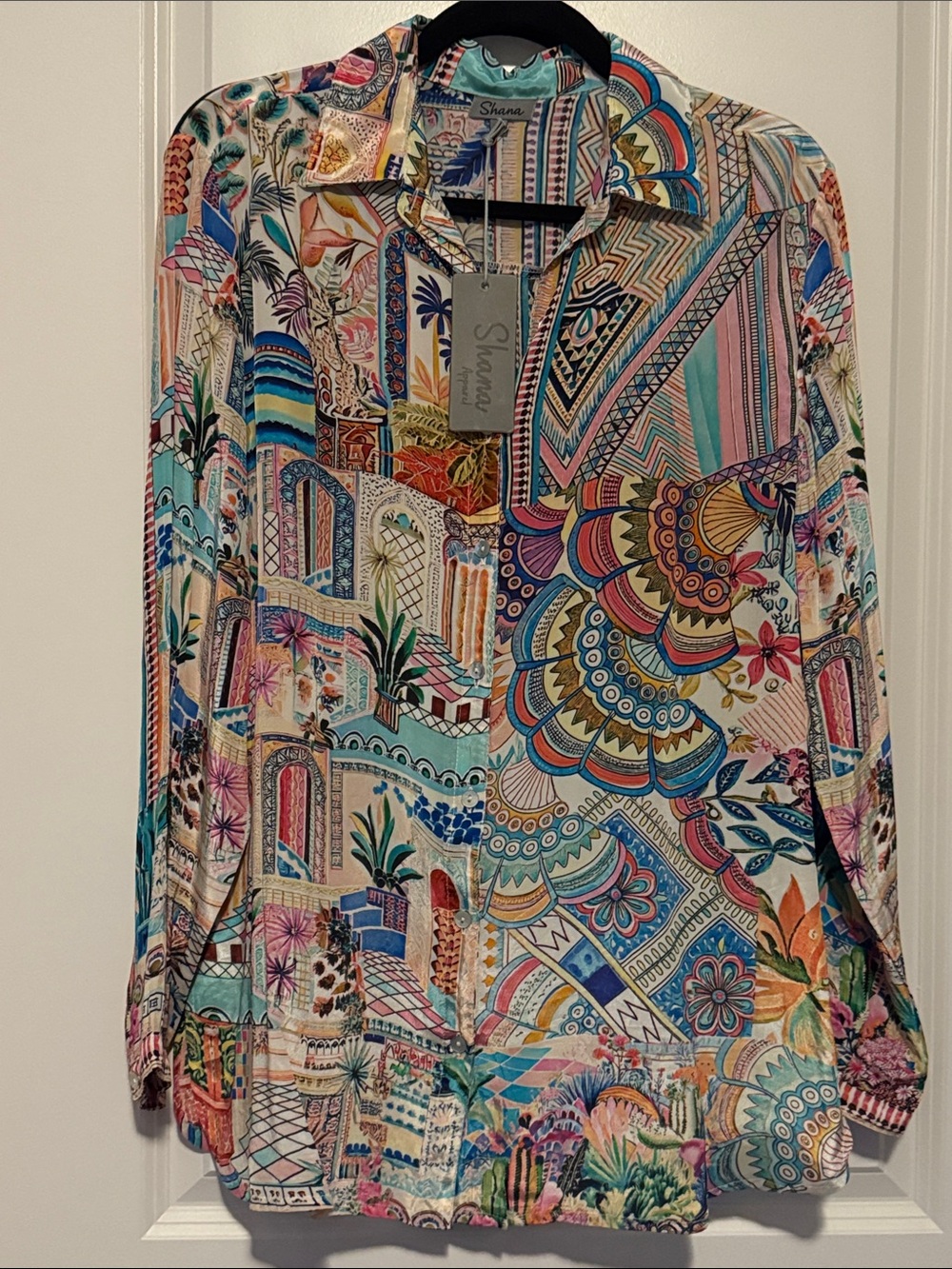 Sharon Multicolor Printed Long-Sleeve Blouse - Vibrant Floral & Geometric